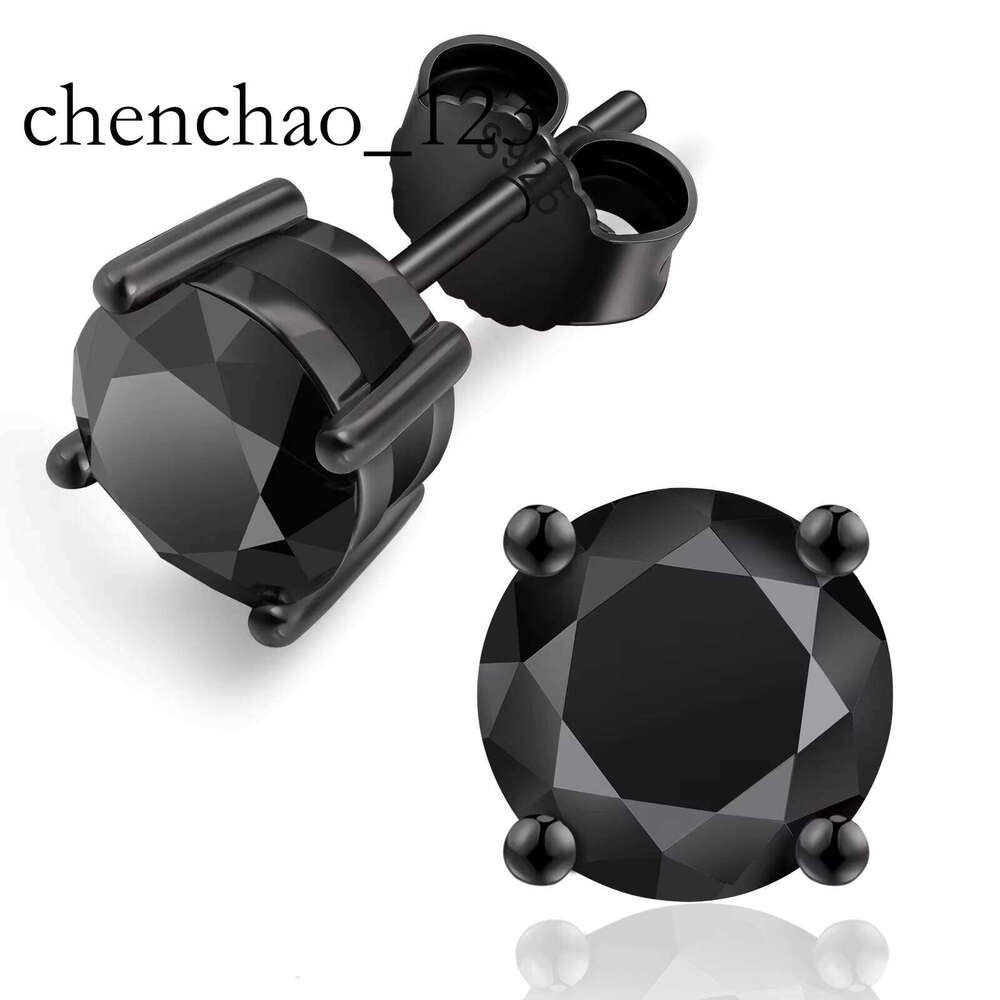 Ruizuan Black Sier Fashion Jewelry Earring Studs Round 1CT 6.5mm Moissanite Earrings Men
