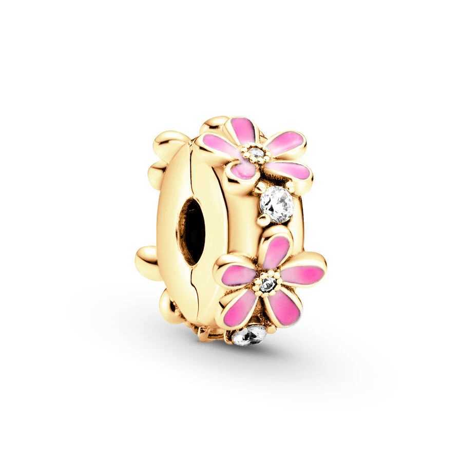 Gold Rose Gold Daisy Flower Cherry Blossom Dangle Hearts Charm Beads Fit Original European 925 Silver Bracelet DIY Women JewelryXJ250523