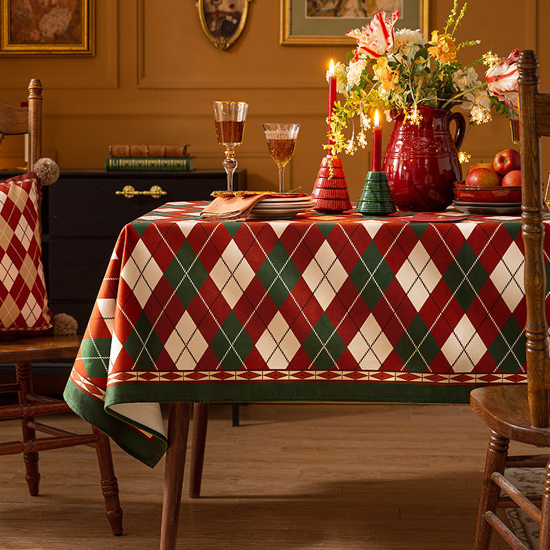 A669 New Year tablecloth Spring Festival tablecloth washable oil-proof and waterproof coffee table Christmas red wedding tablecloth light luxury table