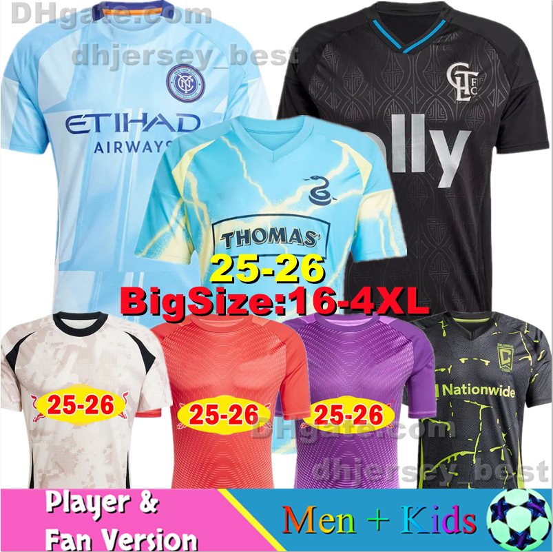4XL 25 26 Charlottes Philadelphiaes Union Soccer Jerseys New York City FC RB Chicago Fire Columbus Crew Football Shirts 2025 2026 WESTWOOD MORGAN ROSSI Kids Kits