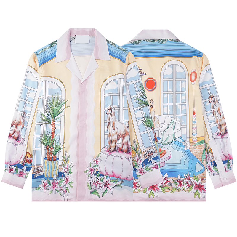 casablancsShirt outdoor casual men long sleeve shirt summer vocation lapel Shirt tour Shirt designer Shirts men women becah Shirt party Shirts m--3xl