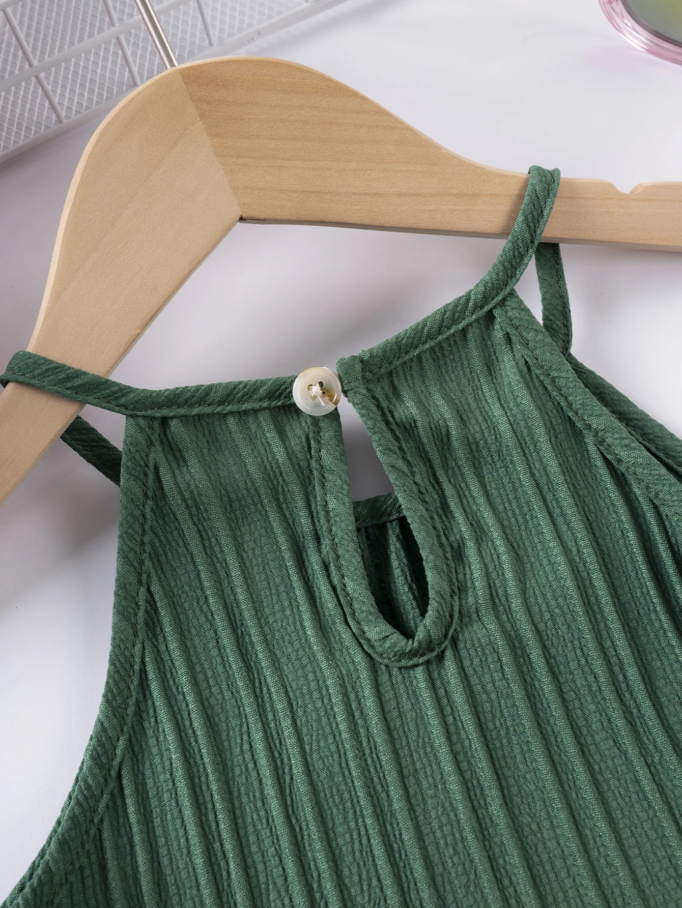 Girls Summer Beach Vacation Outfit Flattering Halter Cami Top with Ruched Detail Flowy Wide Leg Pants Chic Clothes Sets 250517z