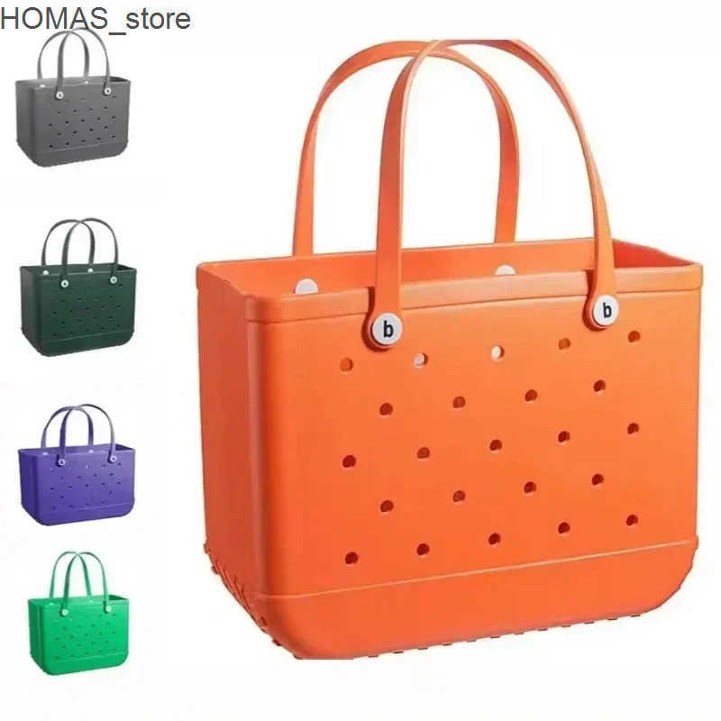 Large Beach Tote Bags Fashion Summer Storage Baskets Eva Rubber Jelly Storage Handbag Solid Color Mummy Bags Clothes Organizer Q0523