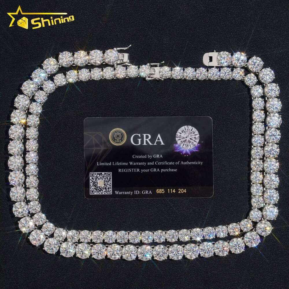 New Stock 8Mm 10Mm Big Hip Hop Necklace Bling Sier Gold Plated Claw Set Lab Dia Moissanite Tennis Chain