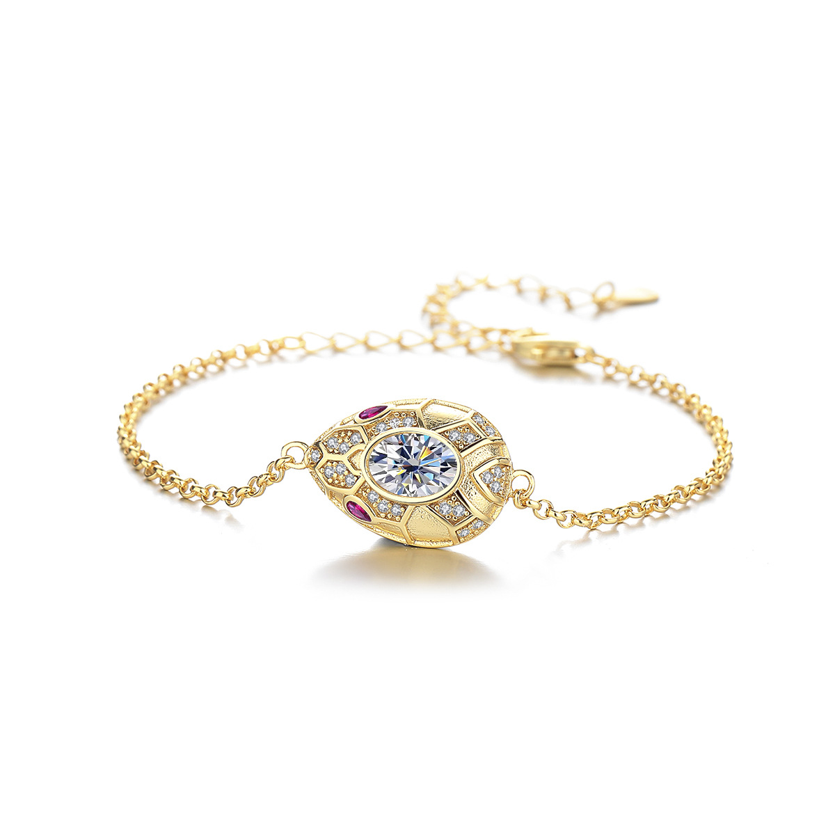 Hot-Selling S925 Sterling Silver Moissanite Snake Head Bracelet, Fashionable Personalized Design, Women's Jewelry Set, High-End Jewelry