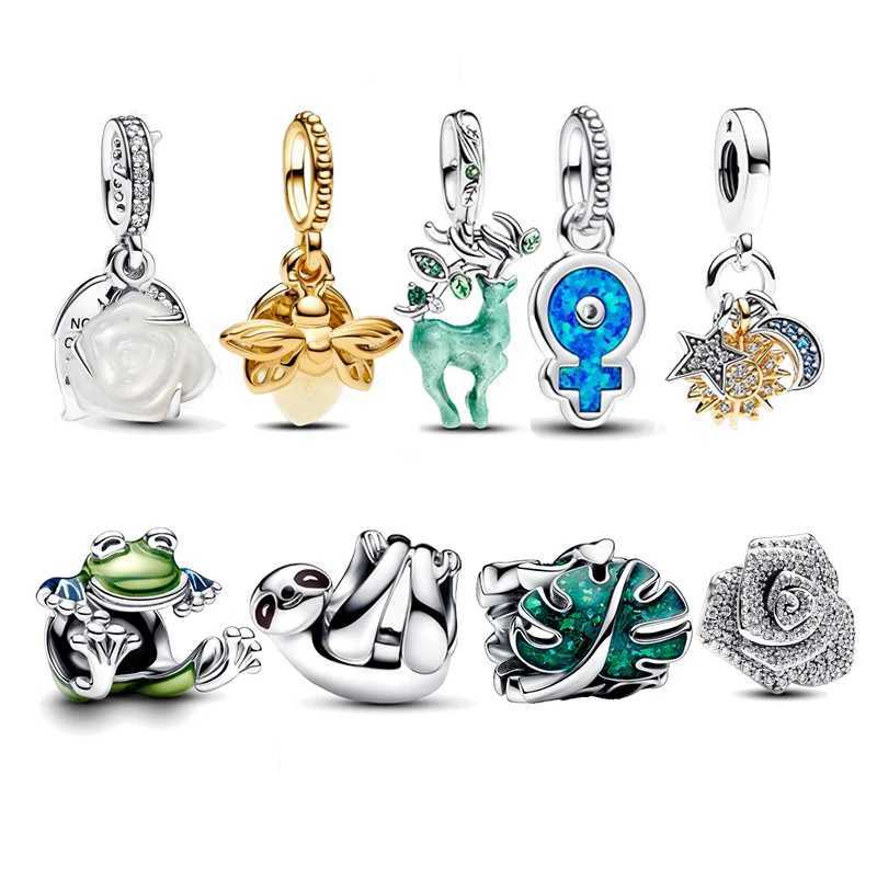 Glow Gold Firefly Charm Green Frog Forest Deer Bead For Original 3mm 925 Sterling Silver Bracelet DIY Birthday GiftXJ250523