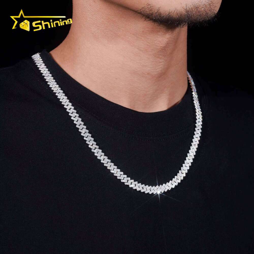 Hip Hop Accessory 8Mm Row Classic Solid Sier Mens Chilled VVS Moissanite Cuban Chain Necklace