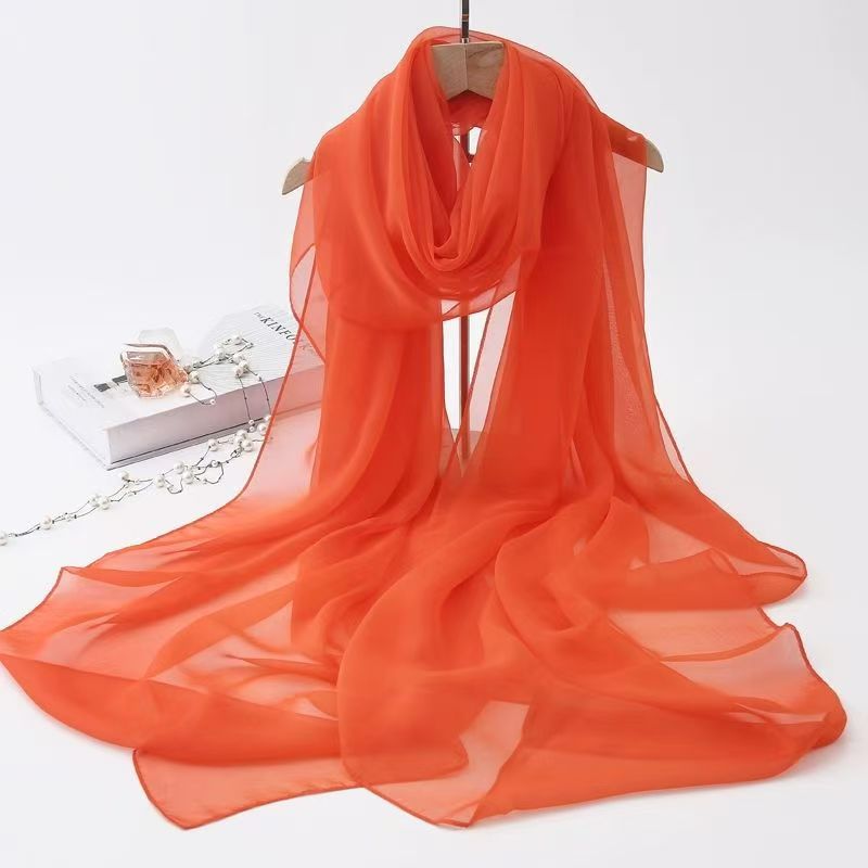K1211 Long red silk scarf for performances, catwalks, photo shoots, parties, weddings, travel, sunscreen, ice silk shawls, scarves