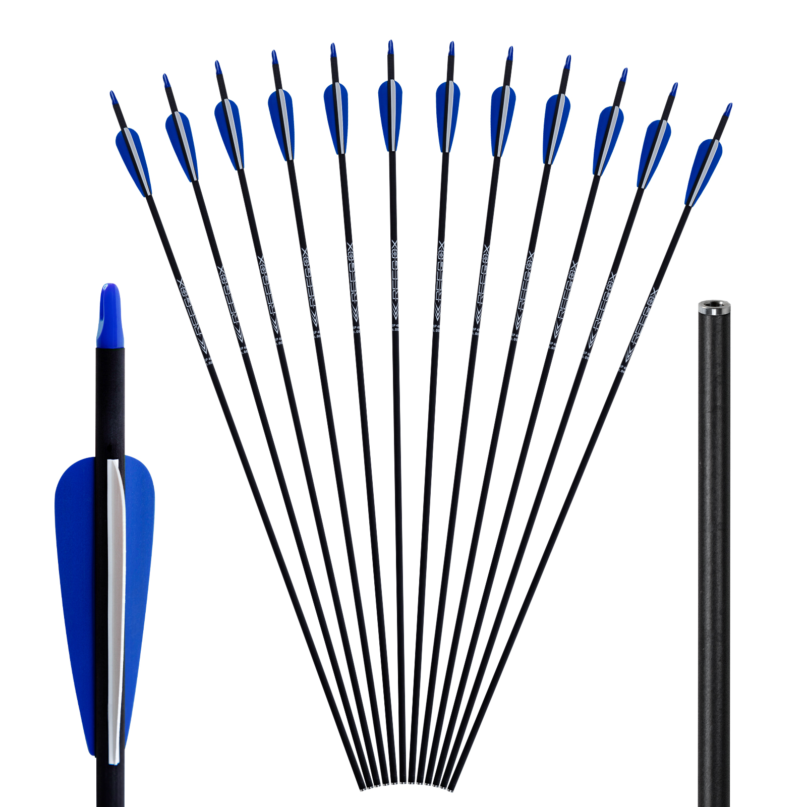 Arrows Without Arrowheads Spine250-600 31inch Carbon Archery Hunting Arrow Targeting Arrows 6.2mm Training Arrows for Recurve Bow and Compound Bow (12