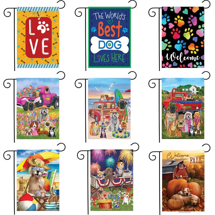 Cat Dog Garden flag courtyard hello pet camping Flags welcome yard Banner linen material by Ocean shipping P49