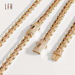 LFH Wholesale Pure Real Gold Miami Cuban K Necklace Hip Hop Chain Au750 Curb Bracelet Custom Au750 Chains For Men