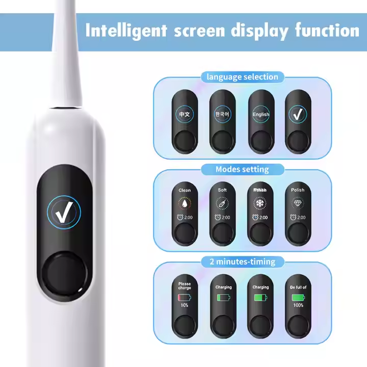 Smart Display Screen Electric Toothbrush Adults Whiten Sonic Electrical Toothbrush
