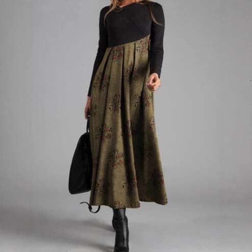 Halter Whit Maxi Dresses Autumn And Winter New Women S Printed Sleeved With Temperament Slim Fit Long Dress For Women Prom Sexy Dress