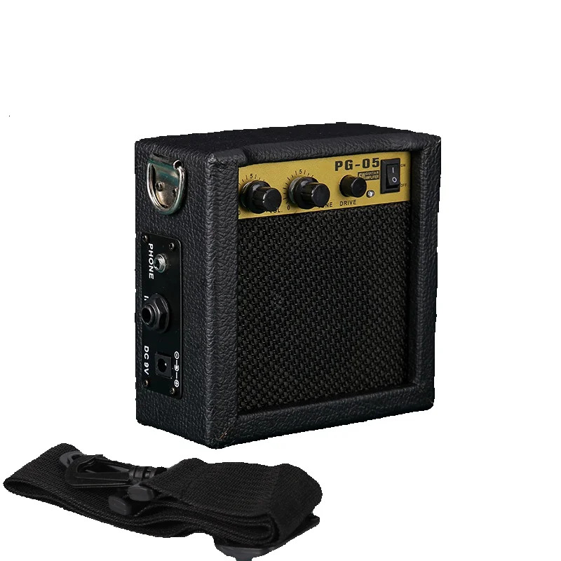 Mini Guitar Amplifier Amp Speaker 5W with 6.35mm Input 1/4 Inch Headphone Output Supports Volume Tone Adjustment Overdrive