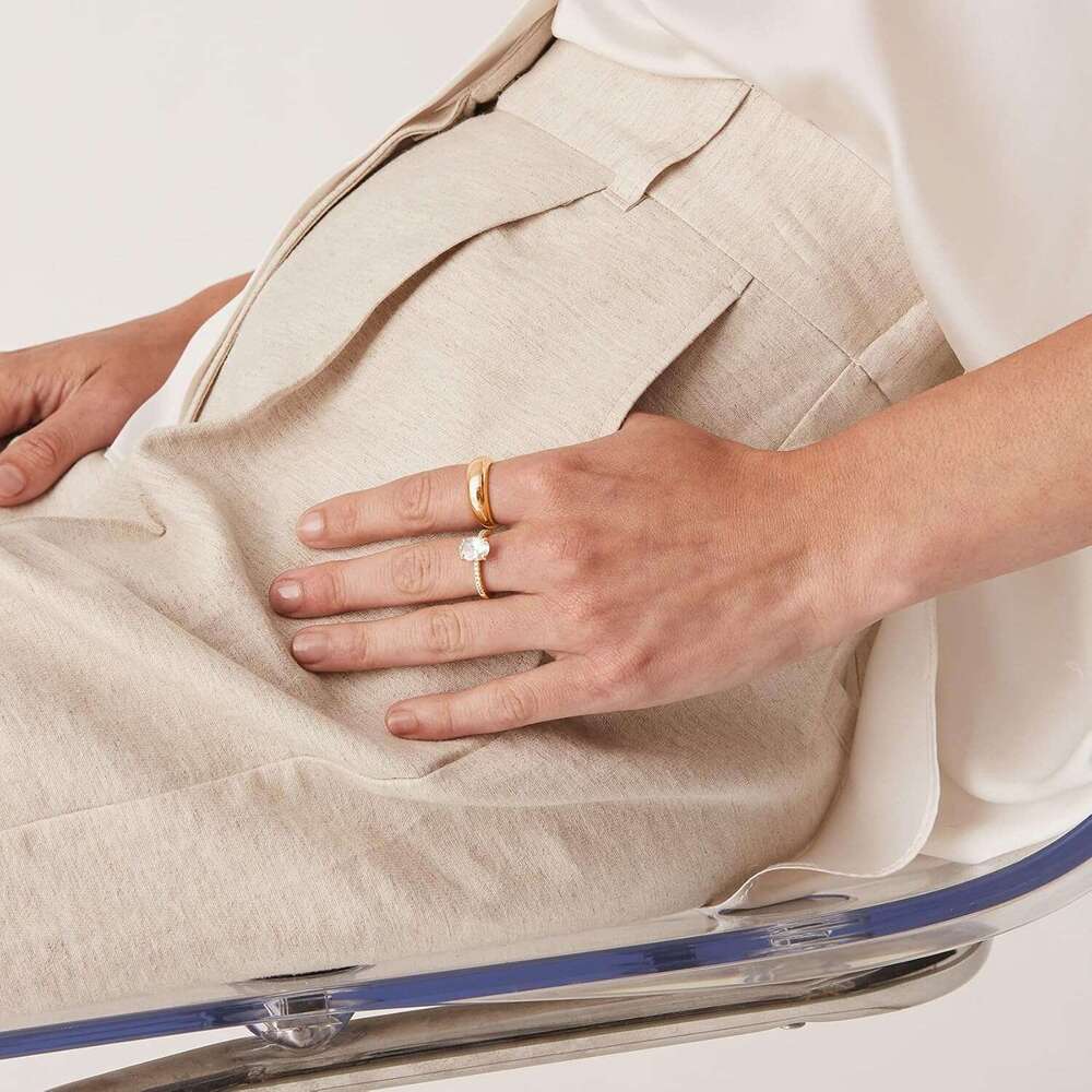 14K gold-plated Fluffy dome stackable | Women's thick stamp ring