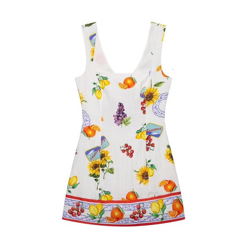 Willshela Women Fashion Printed Back Hollow Out Bow Lace Up Zipper Mini Dress Vintage Straps Square Neck Female Chic Dresses 250522