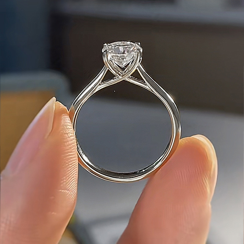 Lab White Moissanite Diamond Wedding Rings Women Simple Fine Jewelry Designer Genuine 100% S925 Sterling Silver Eternity Women Engagement Crown Band R