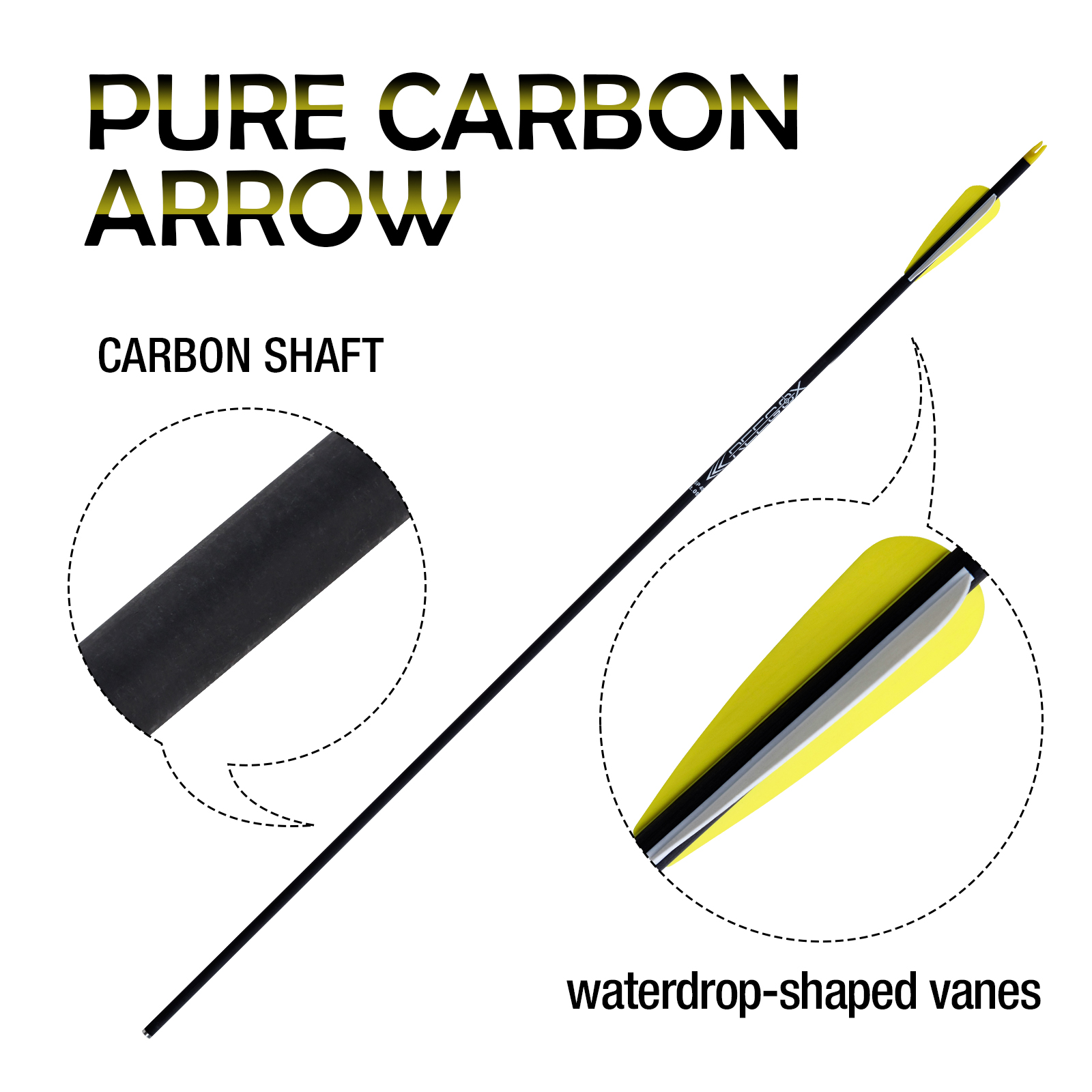 Archery Arrows Without Arrowheads 31inch Targeting Arrows Spine250-600 Arrows 6.2mm Carbon Hunting Arrows for Recurve Bow and Compound Bow (12Pcs)