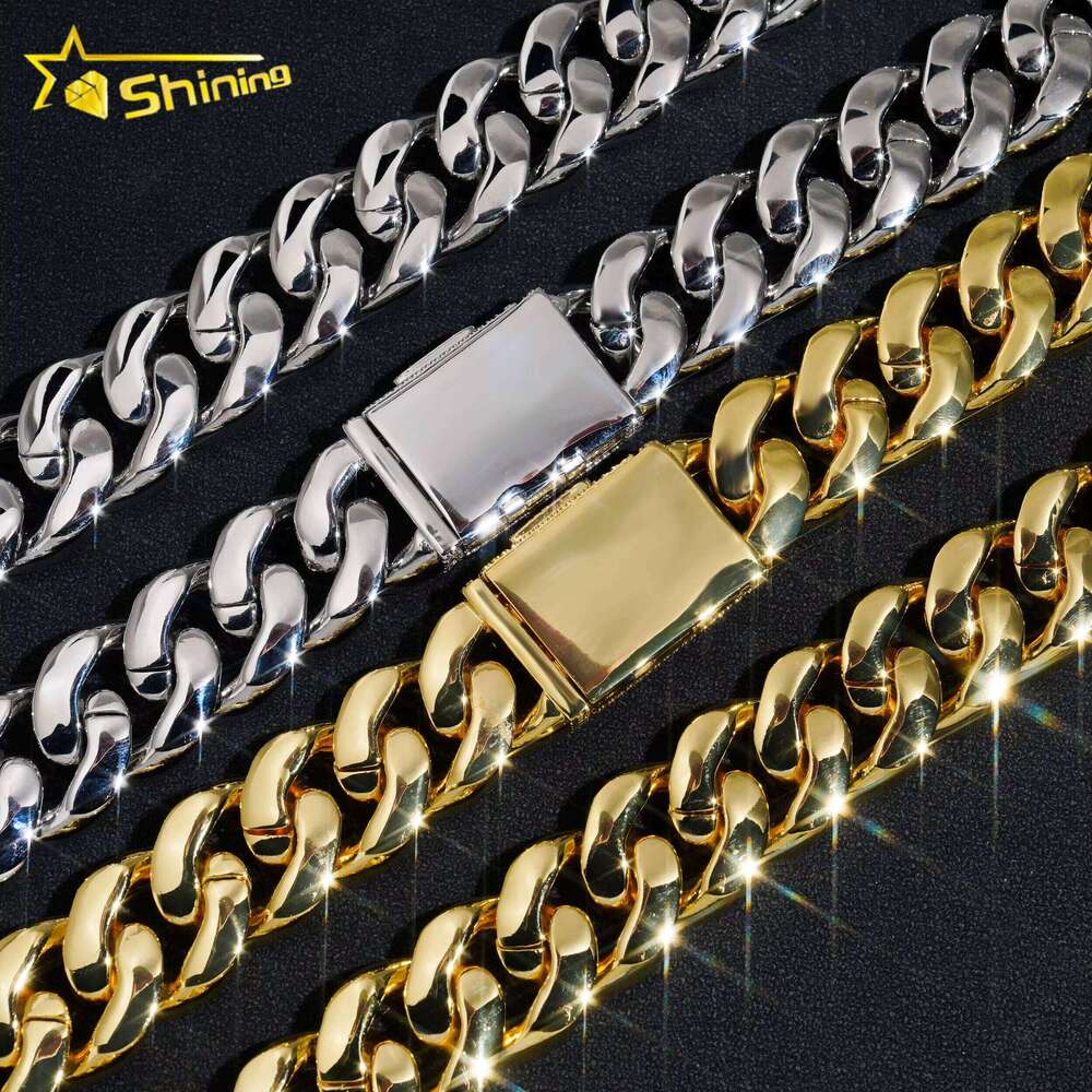 Hip Hop Men Fashion Big Size 20Mm Gold Plated Iced Out Brass CZ Dia Cuban Link Chain