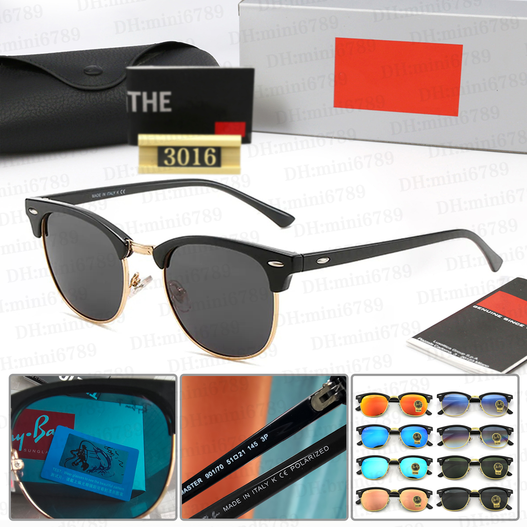 Designer Sunglasses Club master 3016 Classic Polarized glasses UV Protection eyeglasses Acetate Frame Aviators 3025 Sunglasses G15 Glass Lens gafas toprb