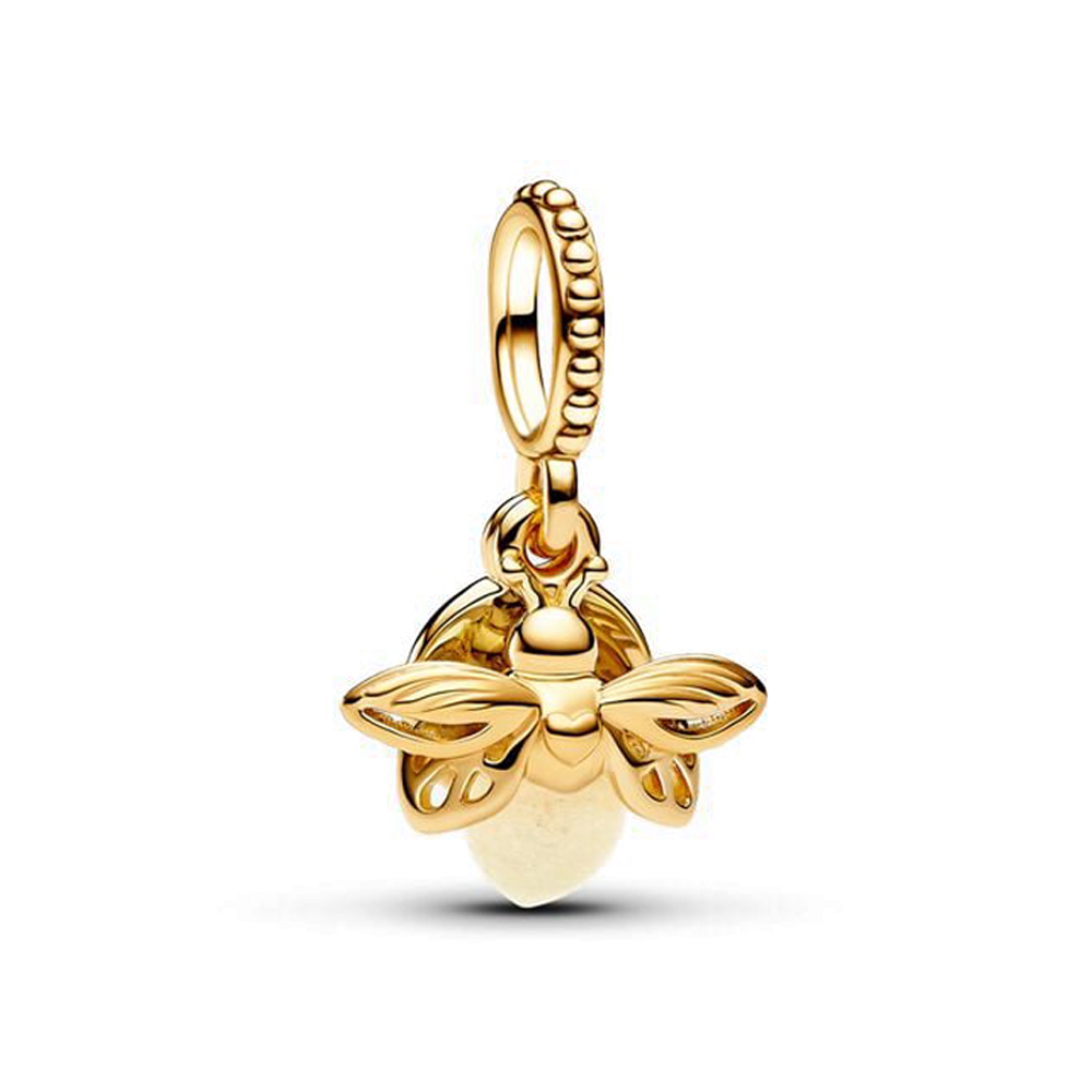 FewDook 2025 New Desgin Summer New Glow-in-the-dark Firefly Dangle Charm Fit Original Pan Bracelet DIY Silver&Gold Plated Women Fashion Style Jewelry 