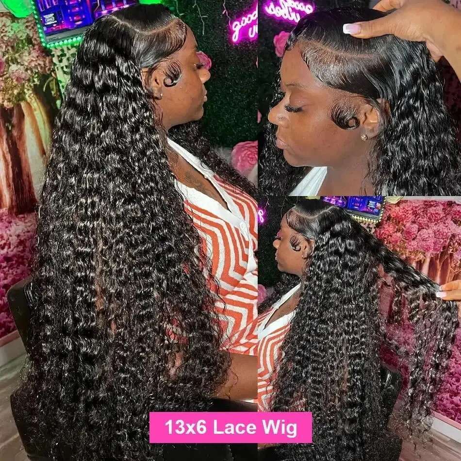 30 40 Inch 13x6 HD Wave Frontal 250% Curly Human Hair Wigs Loose Deep Brazilian 13x4 Lace Front Wig For Women