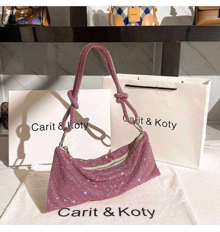 Bags Wedding Party Clutch Purse Knotted Handle Glitter Rhinestones Dia Evening Women's Handbag Designer Shoulder Bag