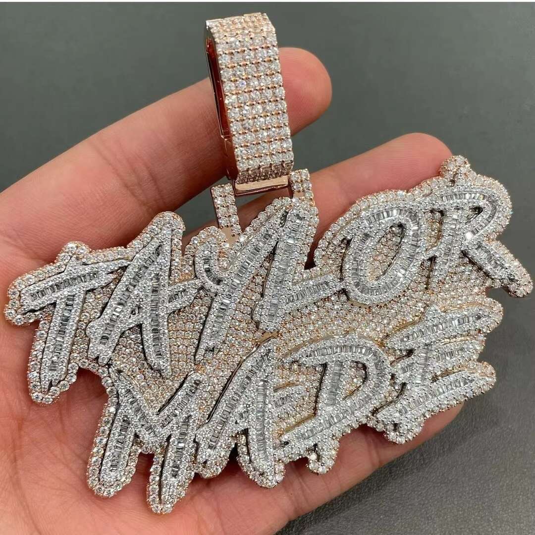 Hip Hop Jewelry Iced Out Diamond Pendant 925 Sterling Silver Custom VVS Moissanite Pendant