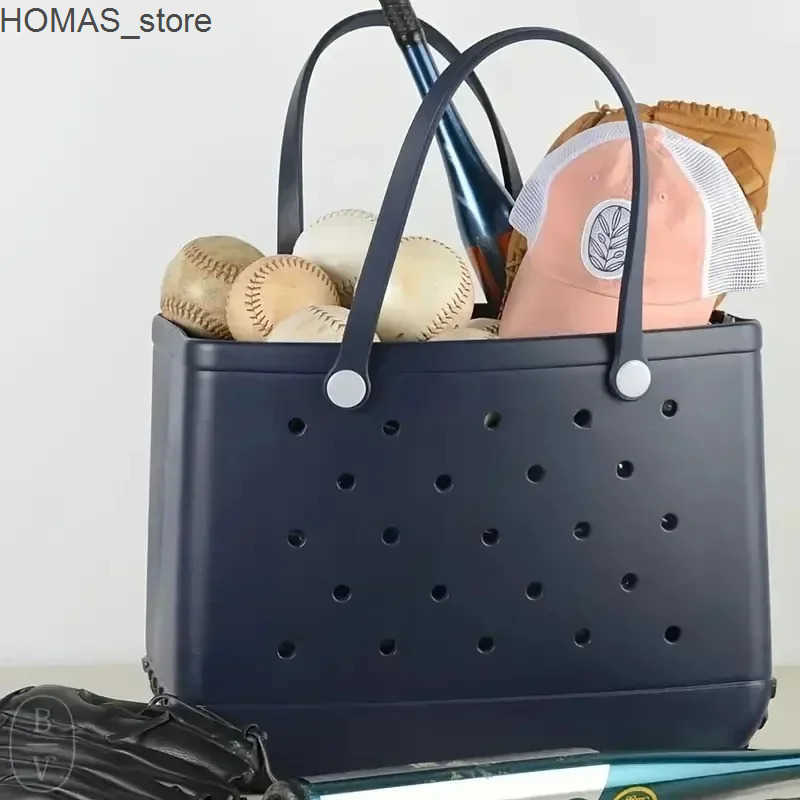 Medium Bogg Beach Bag EVA Rubber Waterproof Pool Shoulder Handbag Picnic Women Shopping Storage Basket Tote Jelly Sac Bogg Bag Q0523