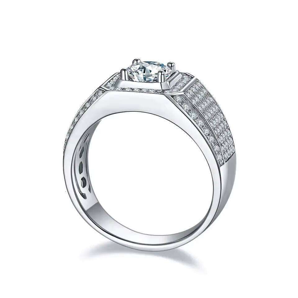 High Quality Jewelry VVS Moissanite Platinum Plated Engagement Sterling Sier Wedding Heavy Solid Big Finger Men