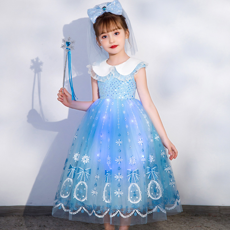 DISNEY infant designer clothes childrens designer clothes Elsa Princess dress Girls' dress for Children's Day performance girls puffy dress 