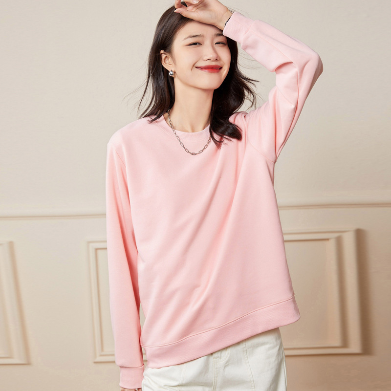 L1358 Sweatshirt Women's Autumn New Round Neck Long Sleeve Simple Sports Couple Tops
