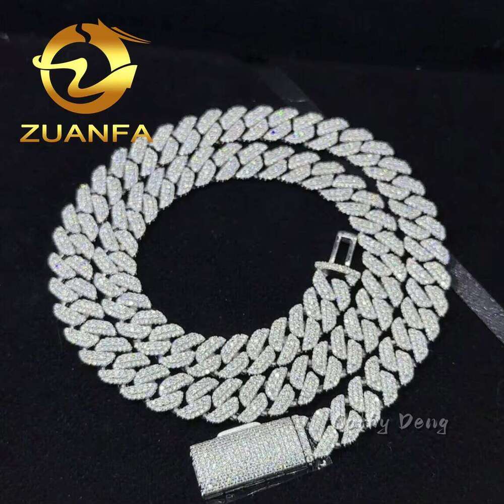 High Quality 10Mm Silica Hip-Hop Sier Chilled Cuban Chain Strap GRA Certificate