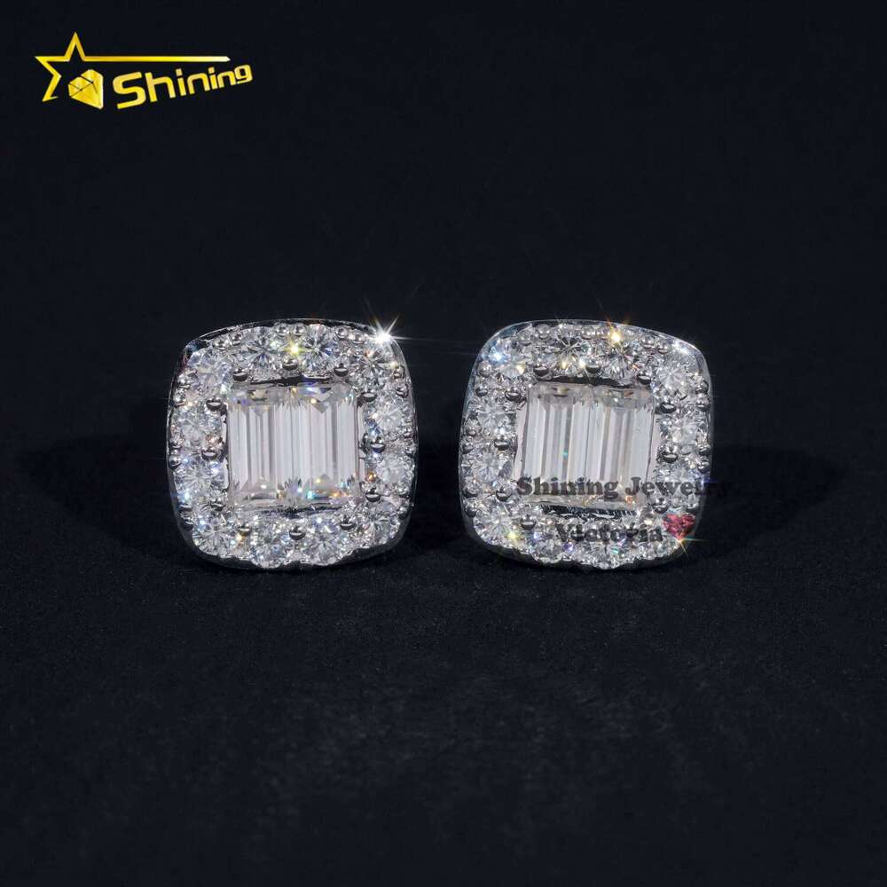 Halo Design Versatile Stud 10K Soild Gold Mens Hip Hop VVS Moissanite Earrings