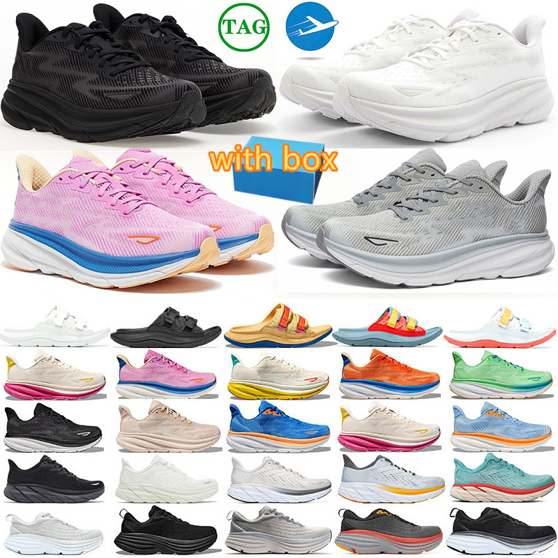 with box designer shoes mens sneakers clifton 9 bondi 8 running shoes for men women triple black white mens sports trainers size 36-47