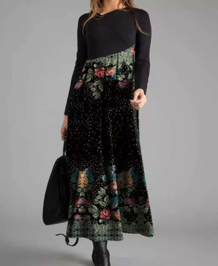 Halter Whit Maxi Dresses Autumn And Winter New Women S Printed Sleeved With Temperament Slim Fit Long Dress For Women Prom Sexy Dress