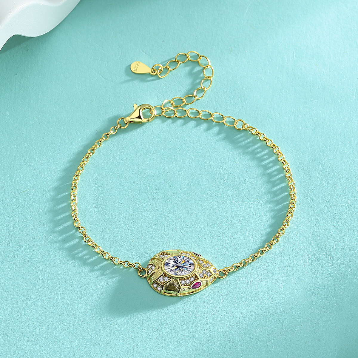 Hot-Selling S925 Sterling Silver Moissanite Snake Head Bracelet, Fashionable Personalized Design, Women's Jewelry Set, High-End Jewelry
