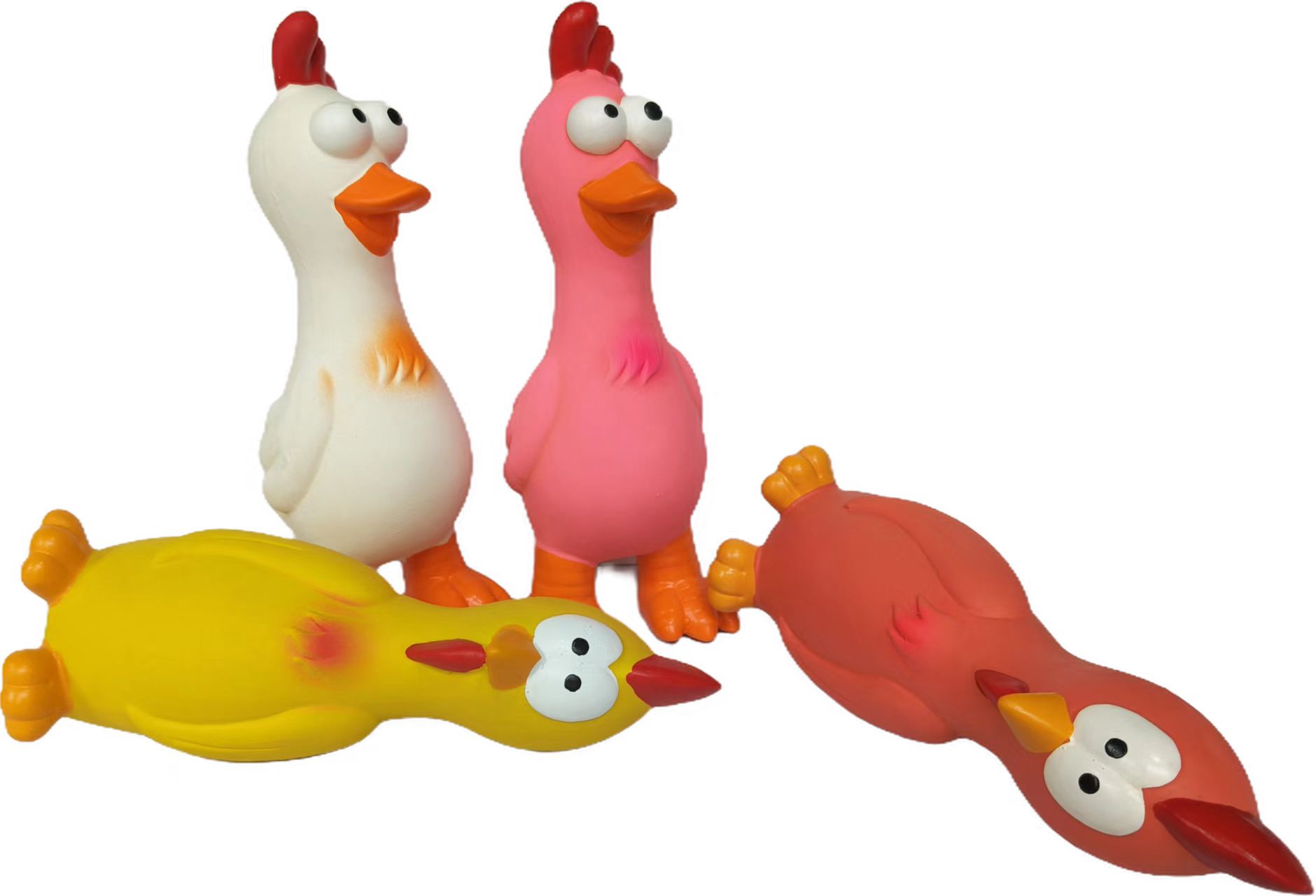 Latex Chicken Pet Dog Toy Eco-Friendly Natural Chickens and Ducks Pet Chewy Toy 4pcs/Pack