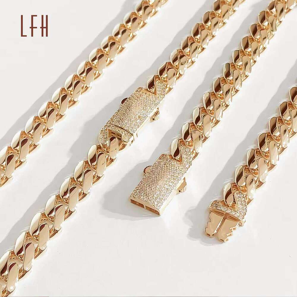 LFH Wholesale Pure Real Gold Miami Cuban K Necklace Hip Hop Chain Au750 Curb Bracelet Custom Au750 Chains For Men