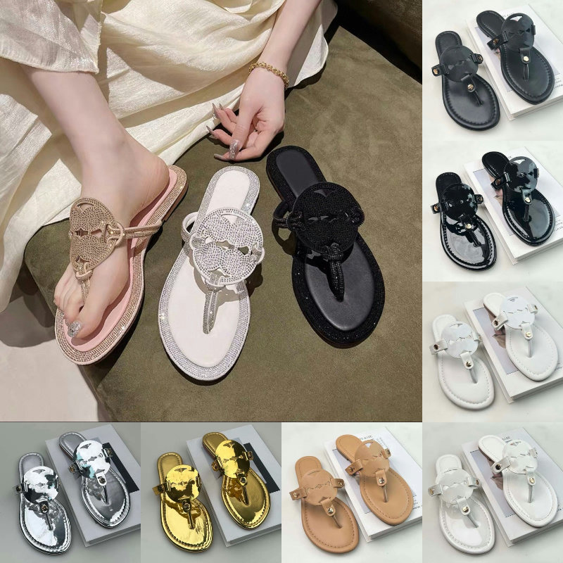 Designer Sandals Mens Slippers Summer Slides Flip Flops Luxury Flat Thick Bottom Embroidered Printed Metal Velcro sliders Women Dress Shoes