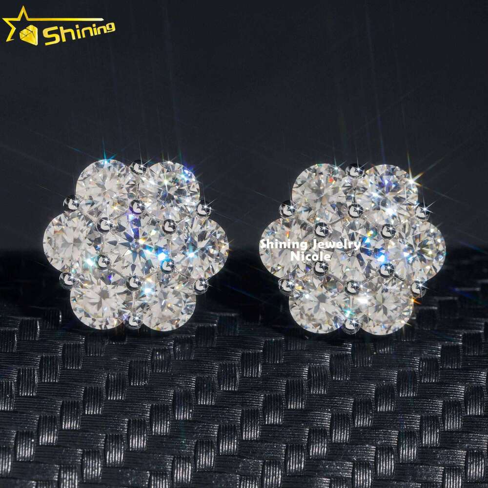 Hip Hop Fashion Iced Out 15Mm Width Real 10K Solid Gold VVS Moissanite Wer Earrings For Men