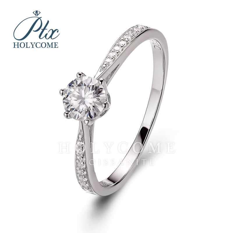 18k 14k Gold Plated Solitaire Diamond Ring 925 Sterling Silver Wedding Engagement 0.5ct D VVS Lab Grown Moissanite Diamond Jewelry Rings for Women