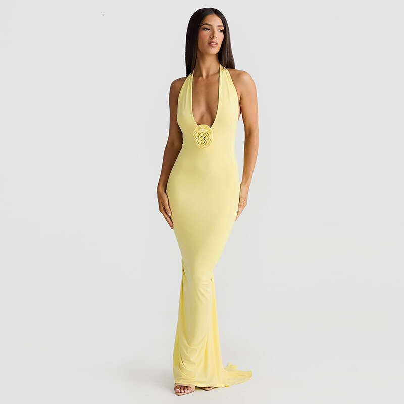 Halter Whit Maxi Dresses Summer New Women S Clothing French Style Sexy Open Back Long Pure Desire Slimming Neck Hanging Dress Prom Sexy Dress