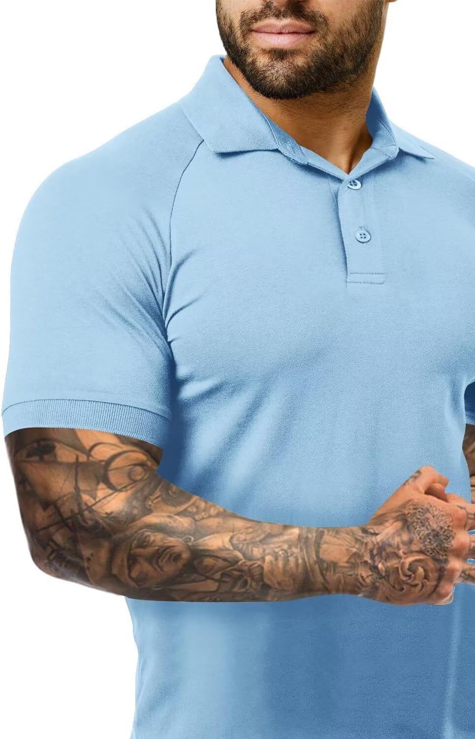 Mens Polo shirt Short Sleeve Golf Shirts Casual Polo Muscle Athletic Fit Stretch Workout Collared Shirt Polos shirts