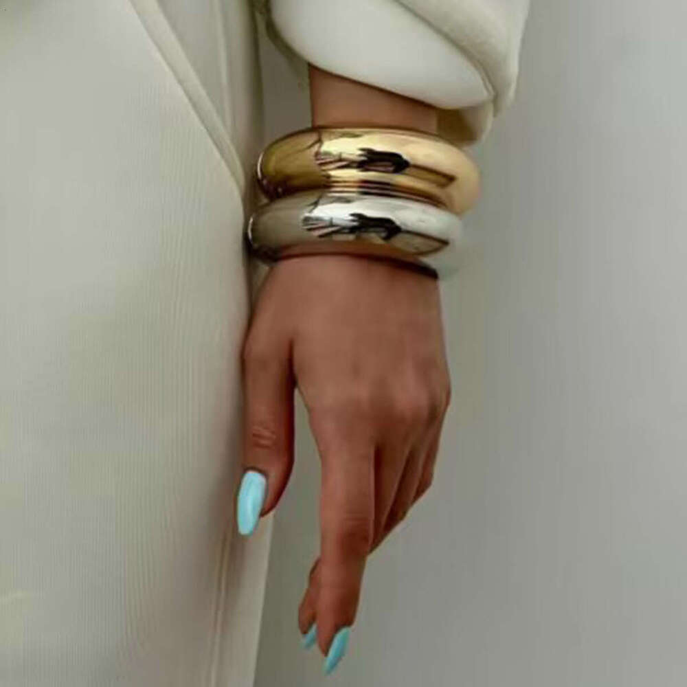 B2383 Smooth Plain Ring Round Exaggerated Classic Fashionable Spring Open Metal Style Bracelet