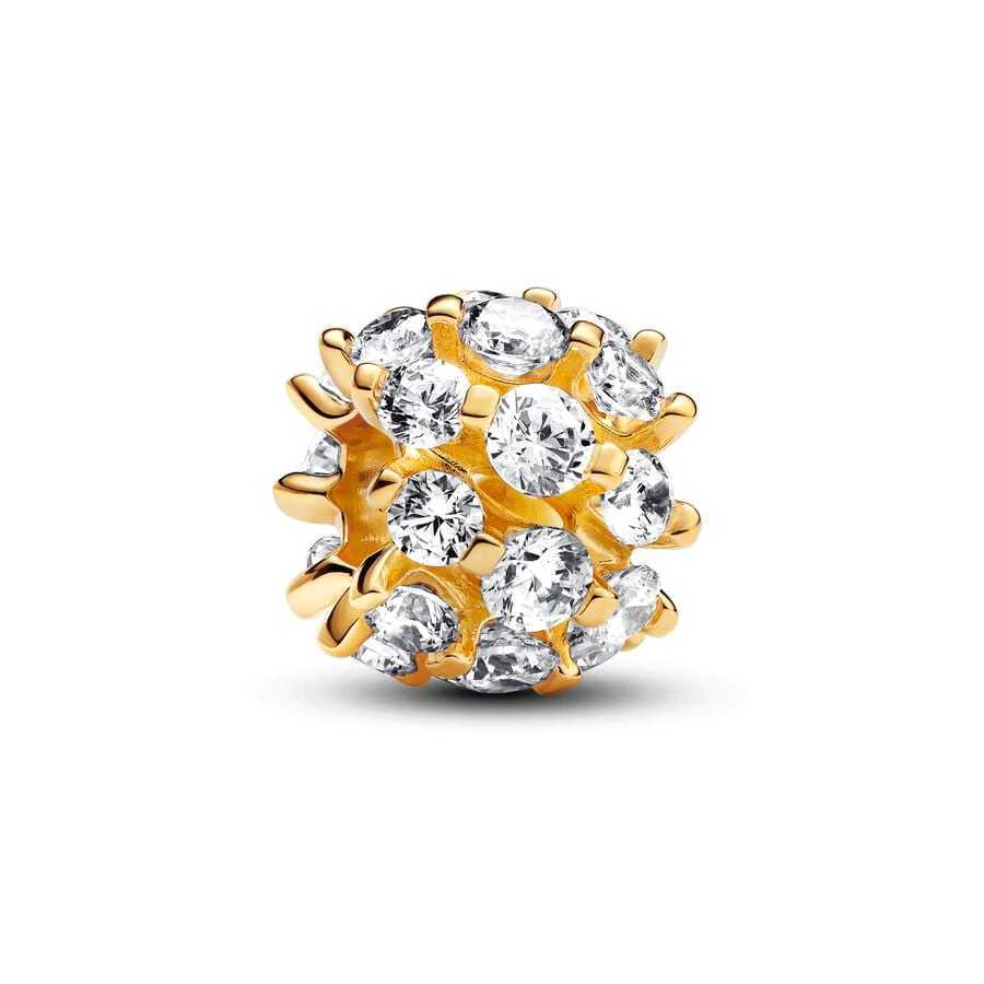 2025 NEW Sparking Gold Plated Charm Beads Fit Original 925 Silver Bracelet DIY Jewelry Gift Bow Double Heart Split Dangle XJ250523