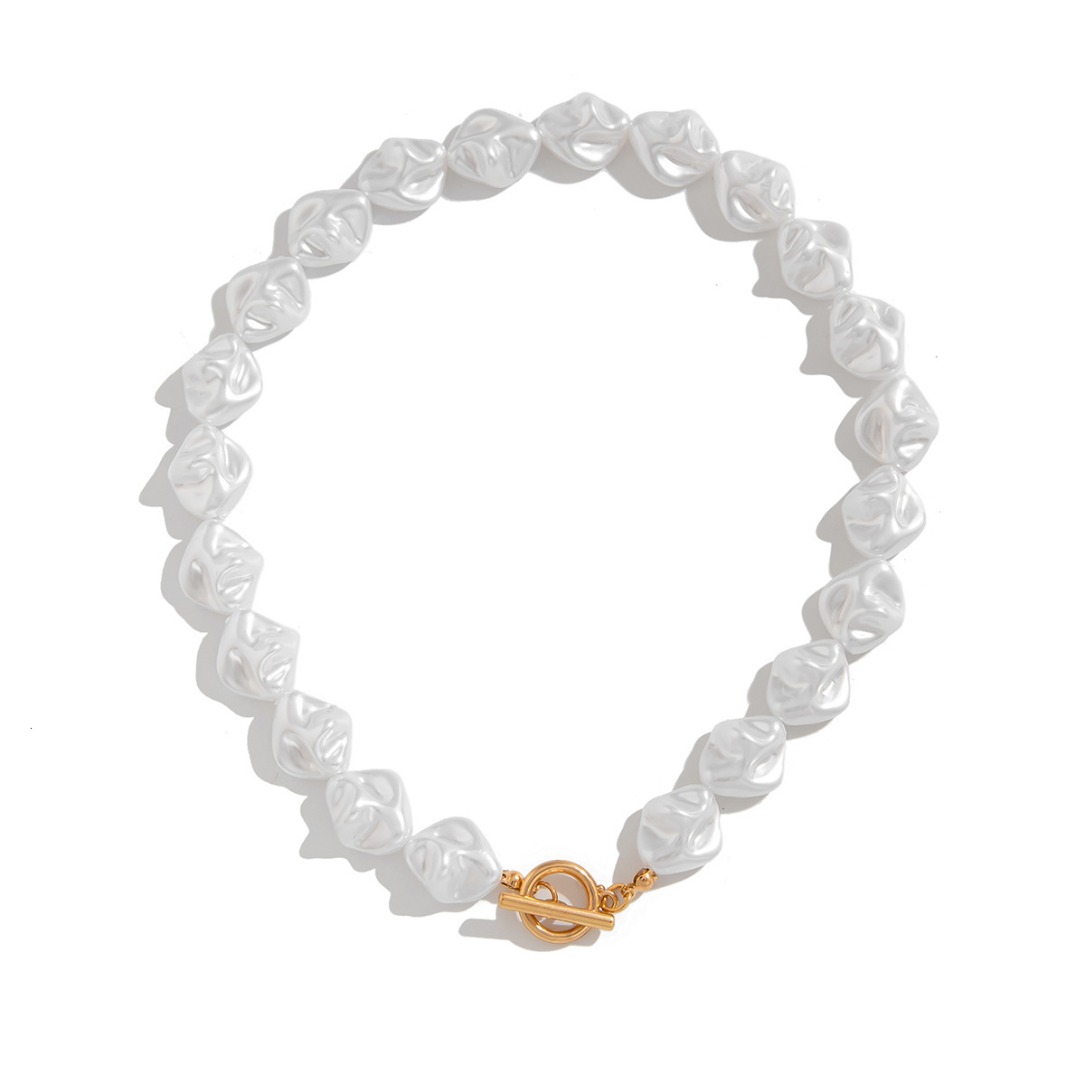 Fashion irregular shaped pearl necklace light luxury style metallic feeling collarbone chain set for accessories