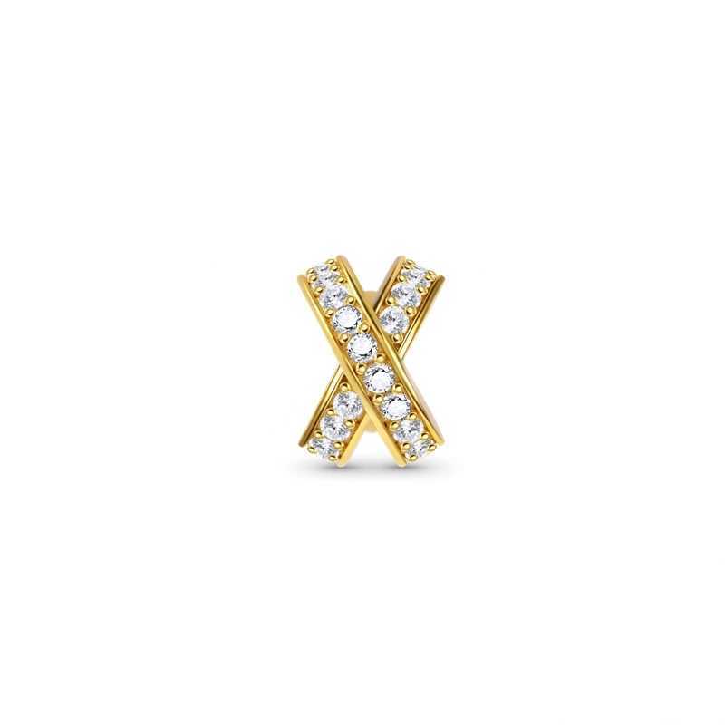 NEW DIY Jewelry Gold Plated Crown Purse Shell Dangle Charm Pav Clips Safety Chain Beads Fit Original Silver 925 BraceletXJ250523