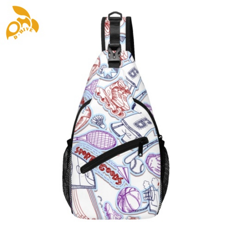 Free delivery. Designer customizes a lightweight high-quality full-print white and black casual crossbody bag