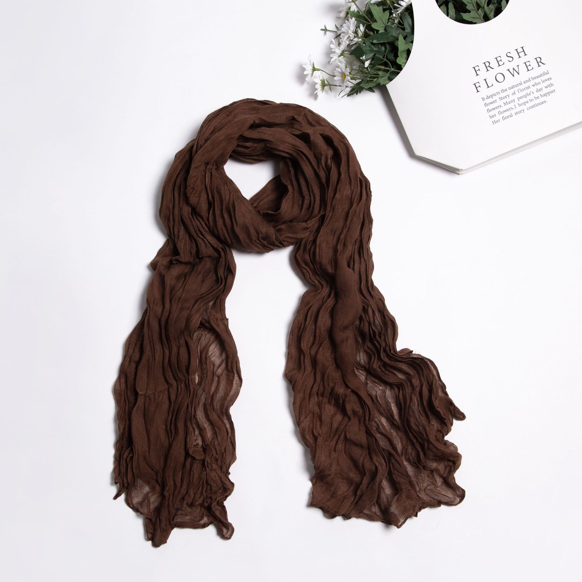 K803 Foreign trade twist scarf Bali yarn candy color wrinkled versatile pleated scarf shawl ladies scarf